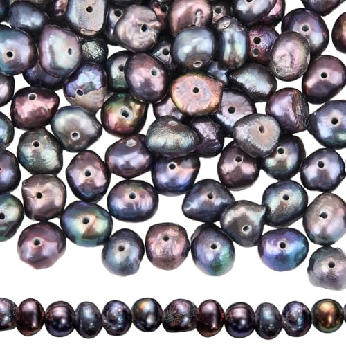SUNNYCLUE 1 boîte de 123 à 125 perles D'Eau Douce de 5mm de Culture Naturelle D'Eau Douce Baroques Keshi Bleu de Prusse Foncé pour la Fabrication de Bijoux Boucles D'Oreilles Bracelets Colliers Loisir