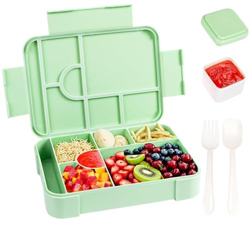 Ziyonix Bento Lunch Box, 1330 ML Caja Bento a Prueba de Fugas Caja de Almuerzo para Niños Lonchera Comidas con 7 Compartimentos y Recipiente para Salsa para Niños Escuela Oficina