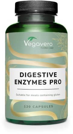 Vegavero Digestive Enzyme Supplements Pro | High-Strength 8 Enzyme Complex | with Prolyl-Oligopeptidase (Gluten Enzyme), Lactase, Bromelain, and More | NO Additives, Lab-Tested | 120 Capsules | Vegan