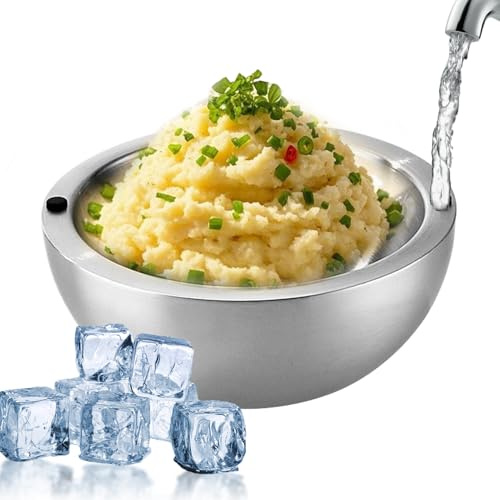 Hitburu Bol Rafraîchisseur à Dip,Plat de Service Froid en Acier Inoxydable - Bol Isotherme Pour Sauces Guacamole Salade Fruits Condiments Buffet Événements