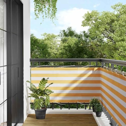Generico Paravento per Balcone Striscia Gialla e Bianca 75x1000 cm,Giallo e Bianco,1.75kg,42002041
