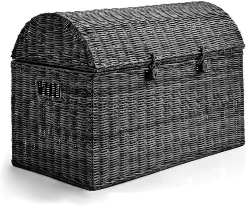 Home Republic Crushed Velvet Ottoman Storage Box – Foldable Cube Ottoman with Lid – Multipurpose Toy Chest, Foot Rest, Bench Seat & Nursery Storage Solution (Black, 65D x 35W x 45H cm)