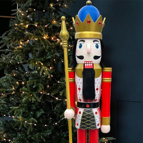 ECOM-CDL gigantisk nötknäpparfigur i trä 6 feet King Red K11.
