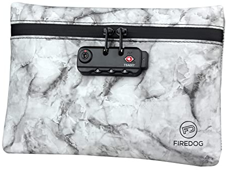 FIREDOG Sacchetti a prova di odore con serratura a combinazione, 15,2 x 22,7 cm, a prova di odore, per riporre oggetti da viaggio, Nero , moderno