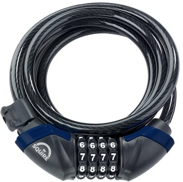 Squire Kilda Combi 10/1800 – Heavy Duty Armoured Steel Bike Cable Lock with Key – Weatherproof, 1800mm