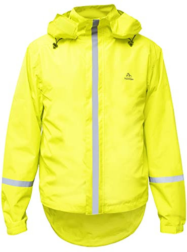 Rainrider Regenjacke (Herren/Damen) Neon, L, Fahrradregenjacke, reflektierende, wasserdichte, winddichte und atmungsaktive Regenjacke zum Laufen Wandern