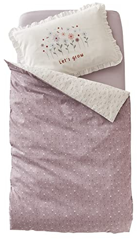 VERTBAUDET Housse De Couette Bébé Réversible Coton écru/Parme 80X120