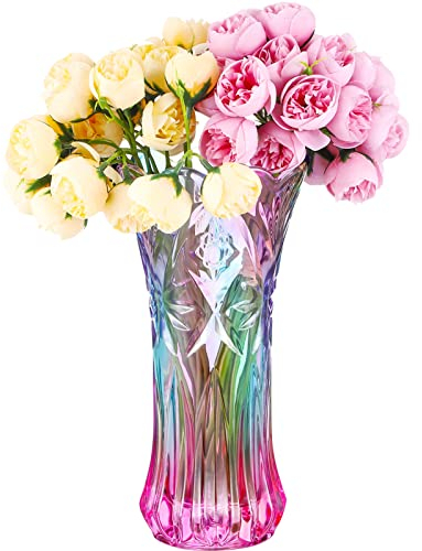 Veemoon Regenbogen Kristallglas Vase, Dekorative Bunte Vase Phoenix Schwanzform Hohe Tulpen Modern Tisch Schreibtisch Blumentopfhalter FüR Zuhause Hochzeit Esstischdekoration