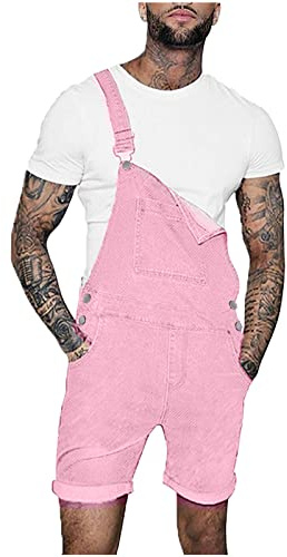 2023 Pantalones Cortos de Vaquero para Hombre Monos Peto Mezclilla Slim Fit Casual Trabajo Jumpsuit Verano Jeans Moda Fiesta Pant