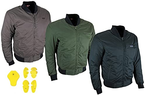 HEYBERRY Motorradjacke Roller Bomberjacke Protektoren gewachst Braun M