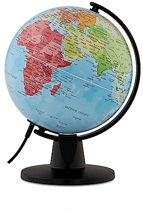 Tecnodidattica – LUCE Continenti | Piccola mappa del mondo luminosa per bambini | Globo luminoso e girevole da assemblare | Cavo USB | Mappatura politica | Diametro 16 cm | Testi in italiano