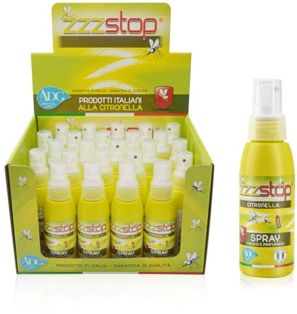24 Bottiglie Spray antizanzare alla citronella Protezione 100ml MADE IN ITALY - Formulazione protettiva naturale per bambini e adulti