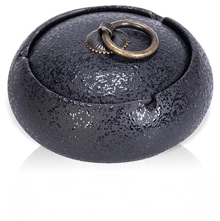 Cendrier en Céramique avec Couvercle,fermé original marocain cendrier,Usage Extérieur et Intérieur Anti Vent Anti Odeur (Boucle en cuivre)
