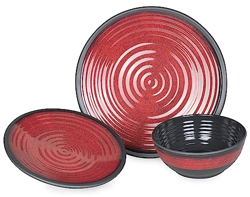 Moritz Ensemble de vaisselle de camping, 1 personne, 3 pièces, en mélamine, set de pique-nique | vaisselle de camping Stone Red Design