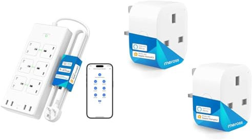Meross Smart Power Strip, 6 Outlets + 4 USB Ports Smart Extension Lead & Mini MSS110 Smart Plug - WiFi Plugs Compatible with HomeKit, Alexa, Google Home,SmartThings Wireless Remote Control(2 Pack)