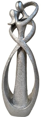 PIGPIGFLY Couple Hugging Statue, Decorative Figures, Modern Abstract Art Sculptures, Office Decorations, Polyresin Gift (Silver)