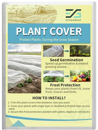 ECCOGREAT Wintervlies für Pflanzen, 30 g/m²3 x 5 M(15m²) Winterschutz für Pflanzen Gemüse, Blumen, Kaltes Wetter und Insekten Wasserdurchlässig Atmungsaktiv