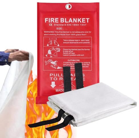 Couverture anti-feu de cuisine, couverture anti-feu pour étouffer un feu de cuisine, 1 x 1 m, couverture ignifuge, équipement de protection incendie pour cuisine, maison