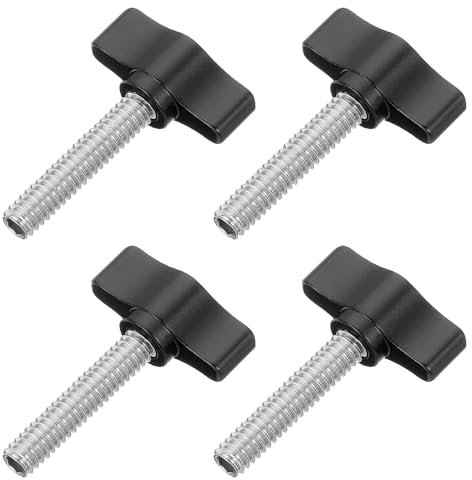 QUARKZMAN 4 Pz 1/4 - 31 Vite a Farfalla, Vite a Testa Esagonale Filettata in Acciaio Inossidabile 304, Vite a Farfalla Regolabile con Manopola a Dente di Seghetto per Fissaggio, Nero