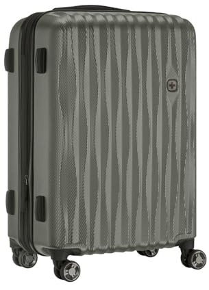 WENGER Energie Medium Hartschalenkoffer mit 4 Rollen, Trolley, Mittelgroß, 65 (75) l, Sicherheitsschloss, Damen Herren, Reisen Urlaub, Grau, 653597