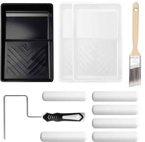 YiBaiBrush Paint Roller Kit, 11 Pack 6 Inch High Density Foam Paint Roller, Paint Tray with Liner, Mini Paint Rollers for Painting Walls, Small Paint Roller Tray Set