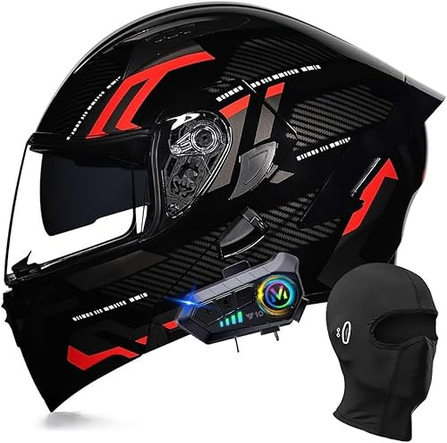 Casque de moto modulaire Bluetooth, intégral, rabattable, double visière, avec double haut-parleur et microphone, homologué DOT/ECE, pour adultes, hommes et femmes, tailles M à XXL K,L=59-60CM