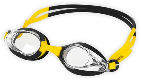 Borussia Dortmund Schwimmbrille, Schwarz-Gelb, Polycarbonat-Silikon, für Kinder 6-12 Jahre, Verstellbares Kopfband, Freizeitschwimmen