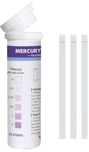 VANSUKY Merkurius testremsor - 30 stycken - detektering 0–5 mg/L Hg² - snabbkit för vatten och kosmetika