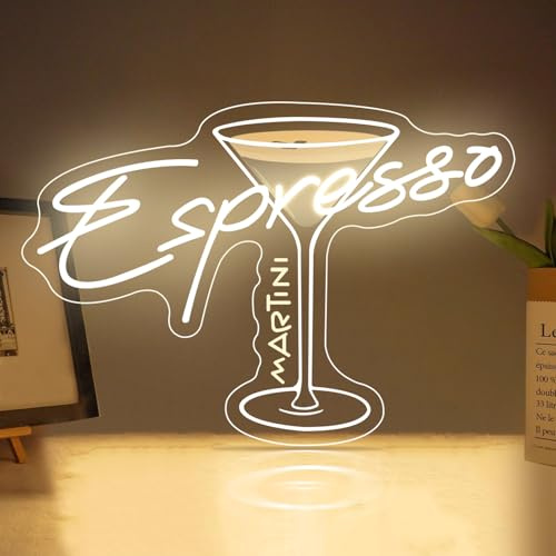 Espresso Martini neonskylt Martini cocktail lysande skylt Tini Time väggdekoration LED-ljus för kaffebar, heminredning med dimfunktion