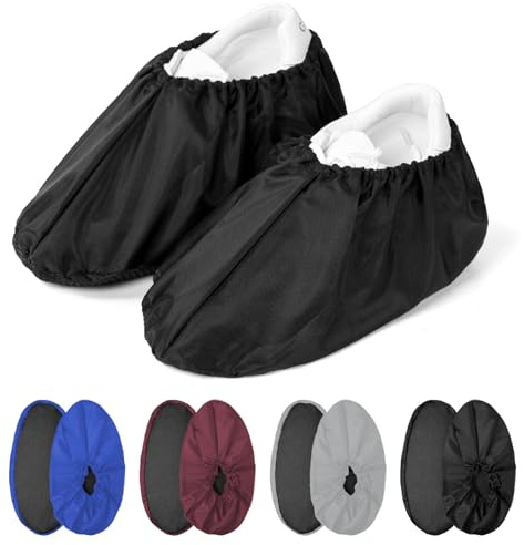 flintronic 4 Paires de Surchaussures Lavable, Couvre-Chaussures Impermeable, Couvre-Chaussures Antidérapantes Réutilisables, Surchaussures Élastique Anti-Poussière pour Maison
