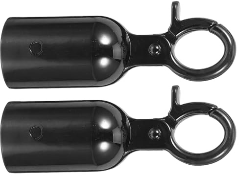 MUELODSIC Lot de 2 Crochets de Fixation Robustes pour Barrières à Corde 32 Mm, Embouts Métalliques Noirs pour Poteaux, Butée de Câble Résistante, Accessoires de Sécurité pour Gestion