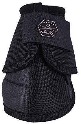 QHP Springglocken Technical Hufglocken mit No Turn-Einsatz, Klettverschluss, Extra Starke Rückseite, Q-Cross Line (XL, Schwarz)