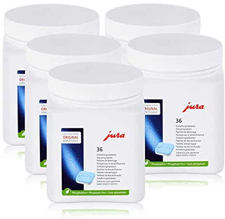 Jura Entkalkungstabletten 36 Tabletten in der Dose - Phosphatfrei (5er Pack)