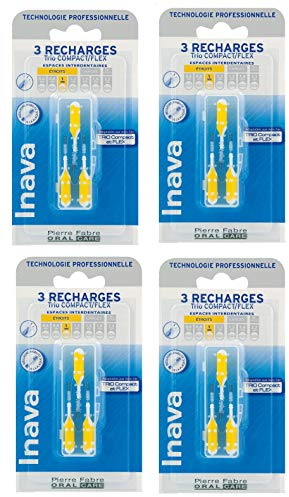 Inava Brossettes 3 Recharges (étroit) 1 mm Jaune lot de 4 x 3 = 12 recharges