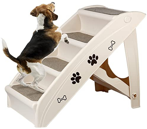 ZENY Folding Dog Stairs, Portable Indoor/Outdoor Pet Steps for Bed, Couch, Car, Pet Stairs for Small Pet Dog/Cat