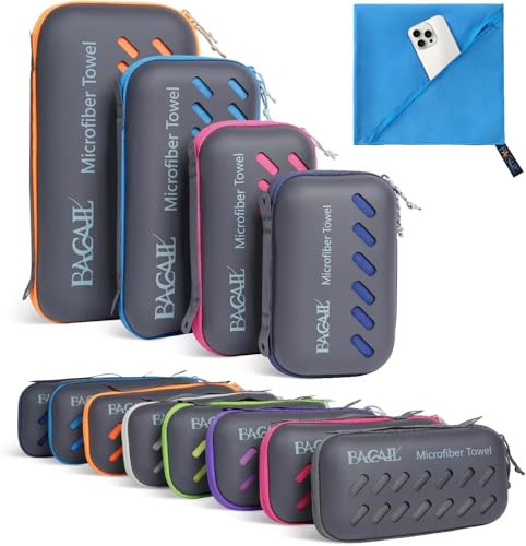 BAGAIL Toallas de Viaje de Microfibra, Toallas de Campamento, Toallas de baño y Toallas de Playa, Secado rápido - Súper absorción de Agua - Súper Compacto, Muy Adecuado para el Deporte y el Fitness