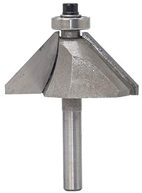 1pc 1/4 1/2 Shank 2 Flute Pferdenase Fasenfräser Holz Fräser mit C3 Carbide Lager 45 Grad Holz Fräser (Größe : NO 15)