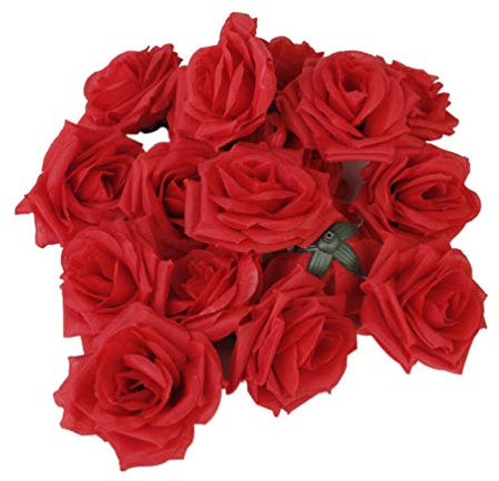 BESPORTBLE 20pièces Lot de Têtes De Roses Artificielles Soie Rouge pour Décoration De Mariage Et Maison