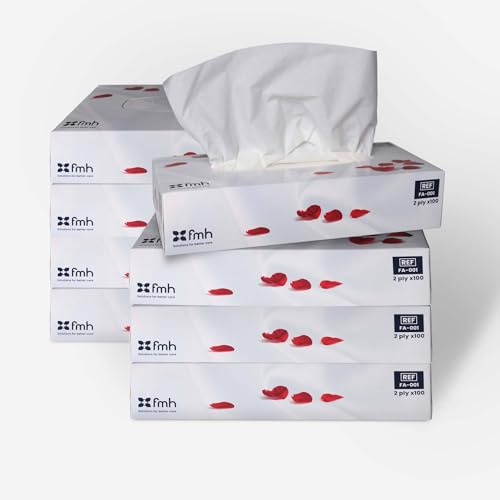 Farla Medical Healthcare Facial Tissues, Pack of 8 Tissue Boxes - 2-Ply, 100 Sheets Soft White Tissue Paper - Versatile for Home, Office, Schools & Healthcare - Fits Standard Tissue Dispensers