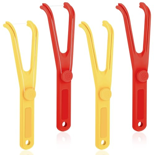 Chengu 4 Pieces Dental Floss Holder Reusable Flosser Reusable Floss Handle Holder Flossmate Handle for Oral Clearing (Red, Yellow)