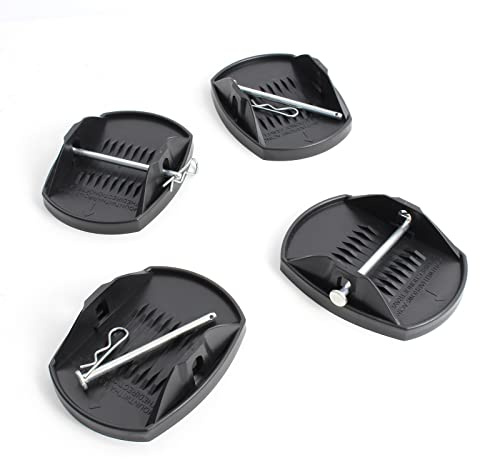 XPOtool Lot de 4 Plaques d’Appui – 180 x 145 x 50 mm – capacité Max. 4 t – avec >Broche en métal – Patin Coupelle de Support Caravane Camping-Car Cales de Support Pied de Vérin