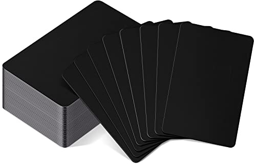 Patelai Blank Metal Business Cards Thickness 0.8 mm Metal Laser Engraving Cards for House Office Customer DIY Gift Plate Invitations, 86 x 54 Mm, Black(30 Pcs)