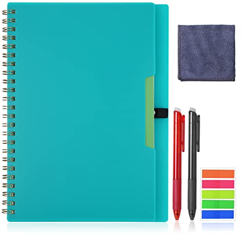 Vicloon Cuaderno Eutilizable Inteligente, A5 Libreta inteligente, 2 Bolígrafos Borrables, 1 Paño de Microfibra, 5 colores Marcadores Adhesivos, puede Subir a la Nube Borrar en Cualquier Momento Verde