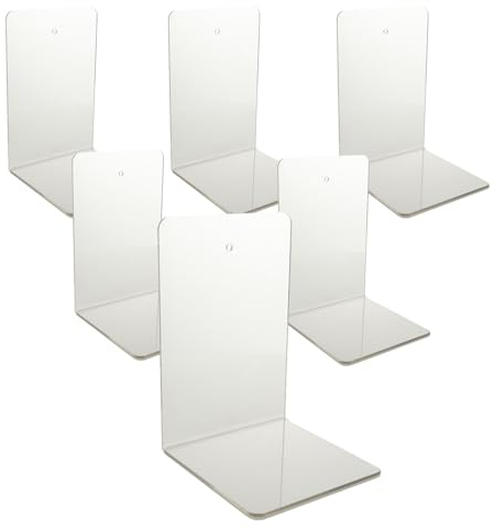 6 Stück Acryl Transparente Buchstützen für Regale, Strapazierfähig zum Halten von Schweren Büchern, Dekorative Buchstopper für Zuhause, 12x12x17.5CM