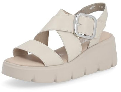 Rieker Evolution Damen Plateausandalen W1550, Frauen Sandalen,Sommerschuhe,Freizeitschuhe,offene Schuhe,Strandschuhe,bequem,beige (60),40 EU / 6.5 UK