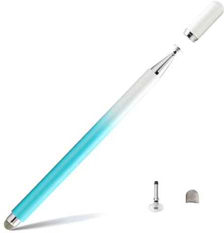 Twiller Disc Tablet Stift, 2 in 1Tablet Pen für Alle Tablets mit Magnetkappe, Eingabestift Stylus Touchstift Handy Stift Kompatibel mit iPhone, iPad, Samsung, Chromebook, usw Weißer Farbverlauf Blau