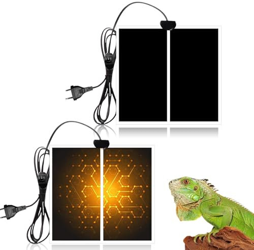 Forhome Reptil Heizmatte 2 Stück,Terrarium Heizmatte Wärmematte,Reptile Wärmekissen mit Temperaturregelung, für Reptilien Schildkröte, Schlangen, Eidechse,Gecko, Spinne,Schildkröte (0-35 Grad) 5W