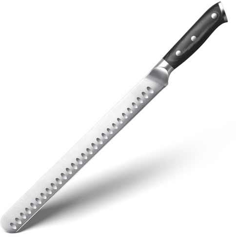 YFWOOD Slicing Carving Knife, 12 inch Brisket Knife for Meat Cutting, BBQ, Turkey – Razor Sharp High Carbon Stainless Steel Slicing Knives, Full Tang, Ergonomic Handle, Professional Chef's Knives