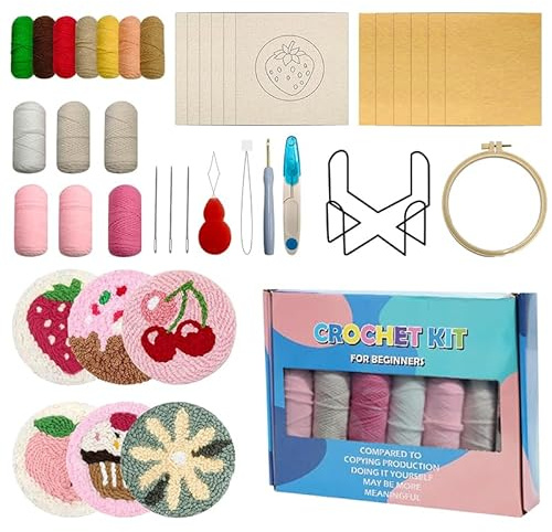 CAIEJSAEN Stansnål underlägg enkelt gör-det-själv-broderiset för broderiset nålarbete hantverksartiklar nybörjare vuxna och barn inklusive mönsterverktyg garn däck