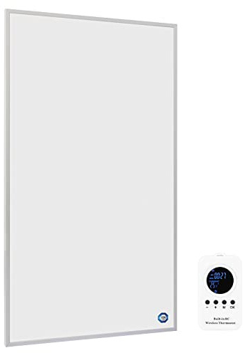 Hocosyme Pannello Radiante Infrarossi 800W con Termostato a Controllo Remoto - Temperatura Massima Fino a 120° - 1-3 Minuti per Raggiungere la Temperatura di Esercizio - TÜV